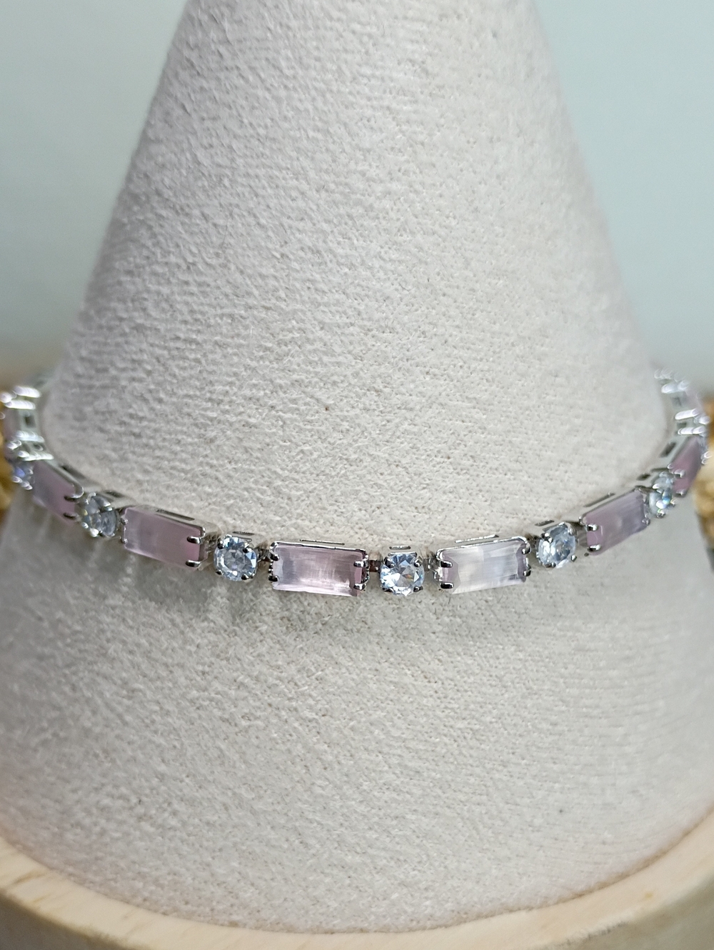 New Delicate Pink Stone Tennis Bracelet - Women's Jewelry 🚨 - Picture 2 of 6